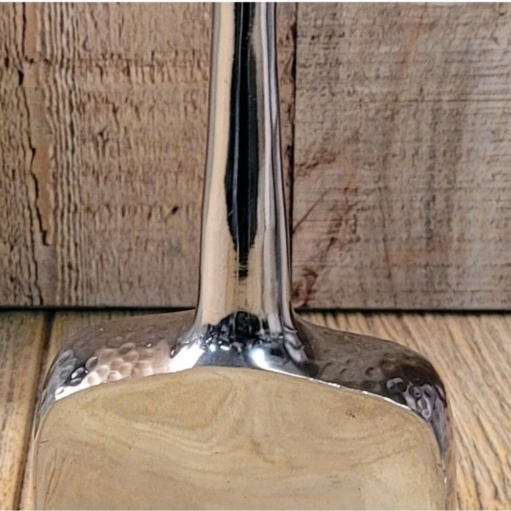 Chromed Metal Flower vase or Art, with hammered accents.